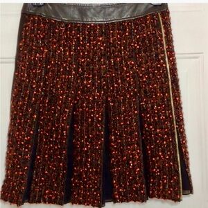 Per Se Size 4 Brown/Orange Tweed Skirt. Coordinating hooded vest listed separate